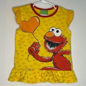 2009 Sesame Street Elmo Peplum Summer Top Hearts Polkadot Balloon Size 5T ✔️Flaw